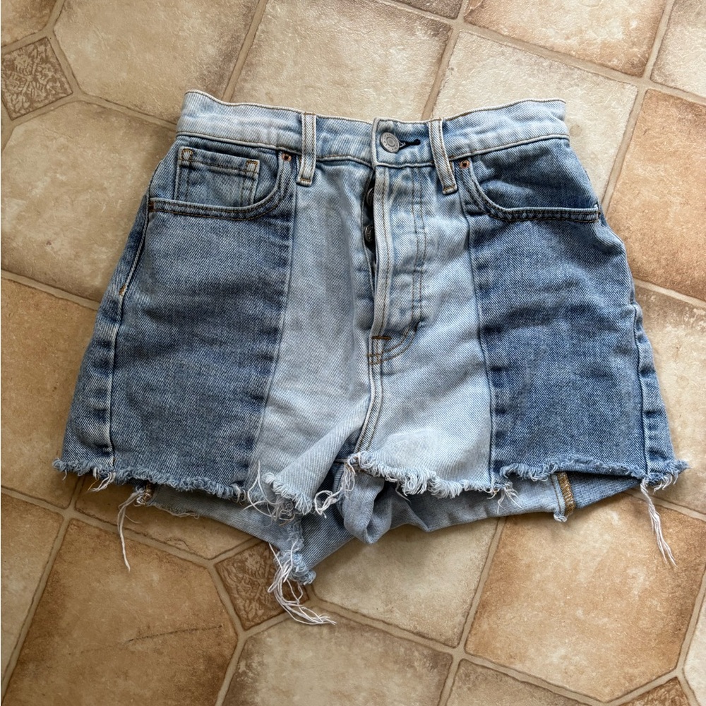 PacSun Blue Jean Shorts Distressed Mid-Thigh